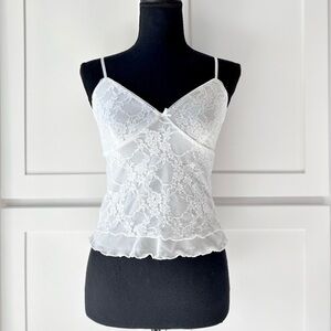 No Boundaries White Lace Mesh Cami